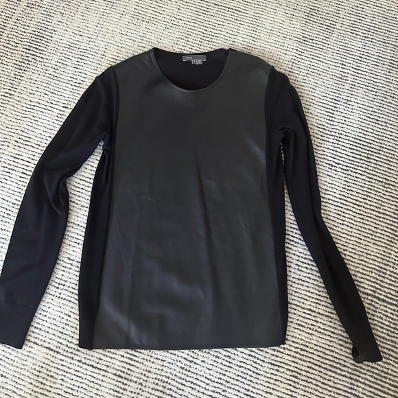 Vince Tops - Vince leather front black sweater.